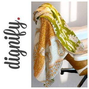 Dignify Handmade Small Kantha Throw from Recycled Saris Ethical Fair Trade 🧡💚